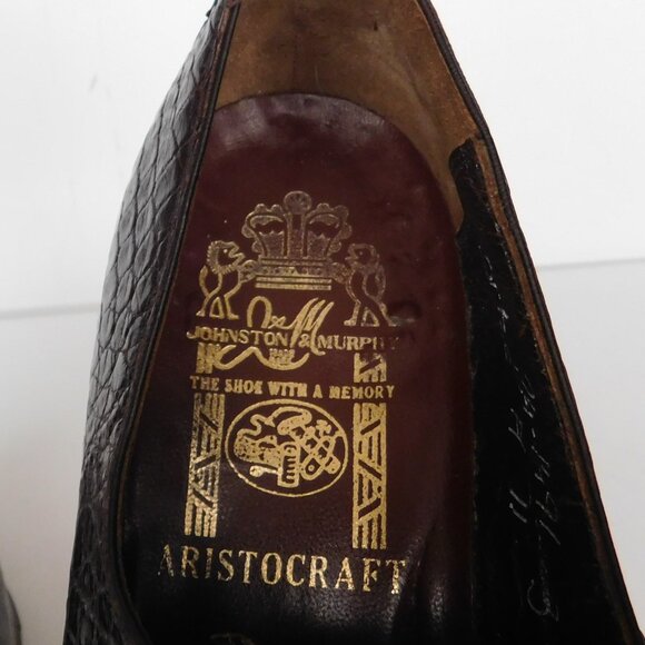 Vtg Alligator Leather Loafer Slip On Dress Shoes Size 11 A Johnson Murphy - Picture 7 of 12